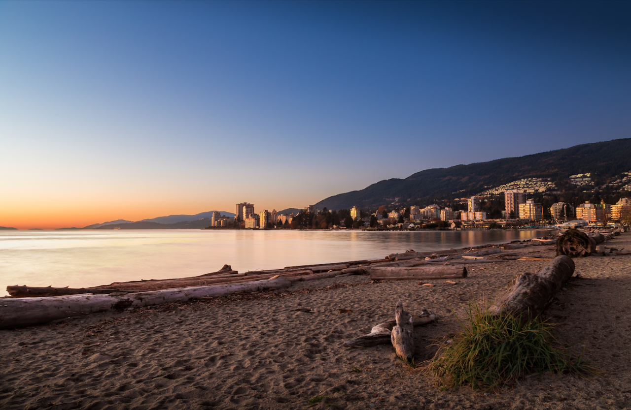 West Vancouver Ambleside Beach Beautiful Sunset