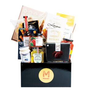 Luxury Epicurean gourmet food gift basket with premium artisan snacks and specialty treats.